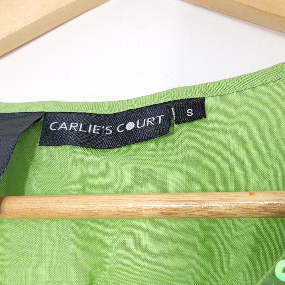 Carlie's Court Women's Green 100% Linen Sleeveless Scoop Neck Lightweight Top S - Picture 8 of 11